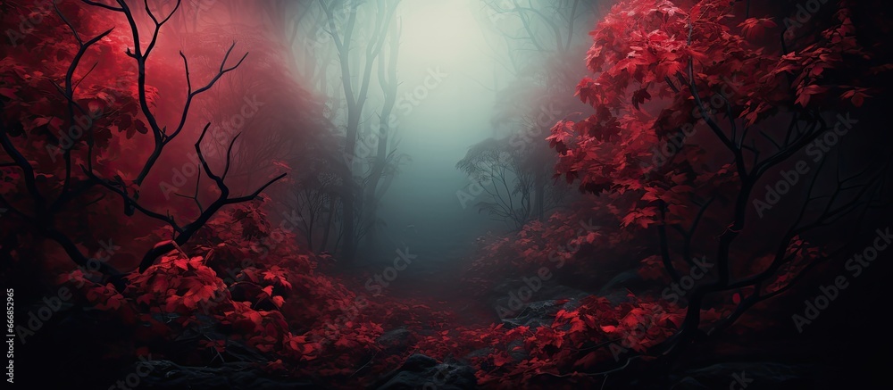 Enigmatic crimson woods