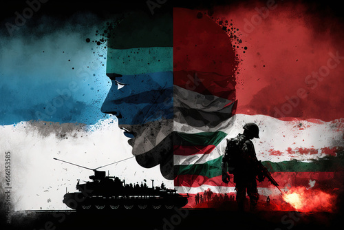 War between Israel and Palestine. Abstract image. Generative AI image.  photo