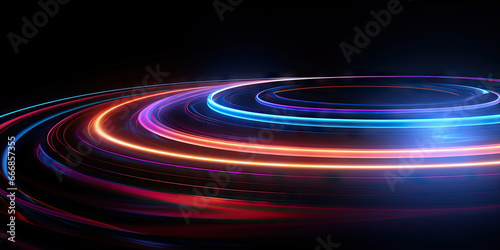 Vibrant neon lights forming a mesmerizing circular pattern.