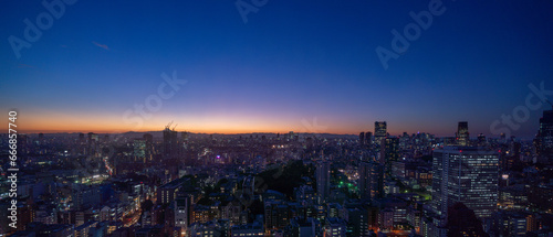 Tokyo central area city view at magic hour.