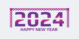 Abstract gradient color 2024 new year vector design with border.Happy new year 2024 text effect illustration vector design