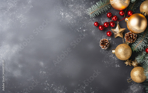 Christmas composition. Christmas  winter  new year concept. Flat lay  top view  copy space