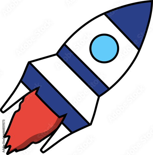 A blue-belted rocket is soaring into space
