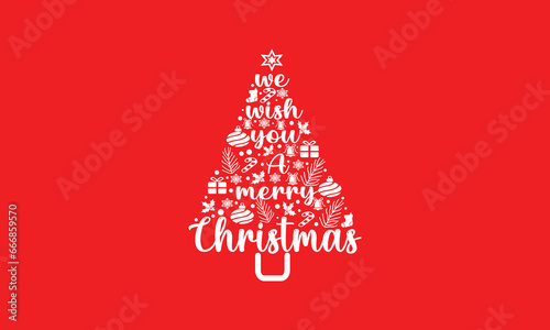 red christmas tree we wish you Merry Christmas 