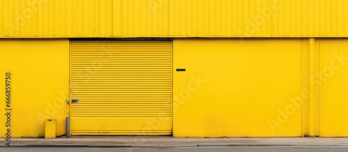 yellow storage building door for handling deliveries
