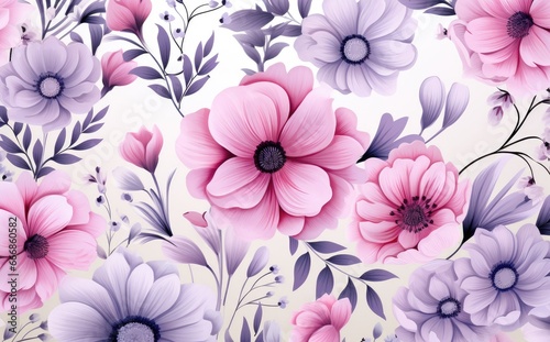 Cute pattern background  beautiful  delicate colors Flower illustration wallpaper