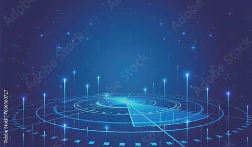Blue circuit board with luminescent ray technology future light scene