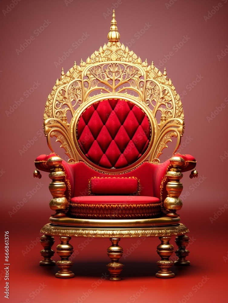 Indian wedding chair, golden red isolated luxury royal armchair ...