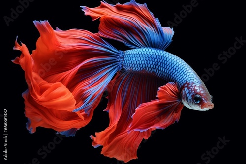 siamese fighting fish isolated. Colorful beautiful fish on white background : Generative AI