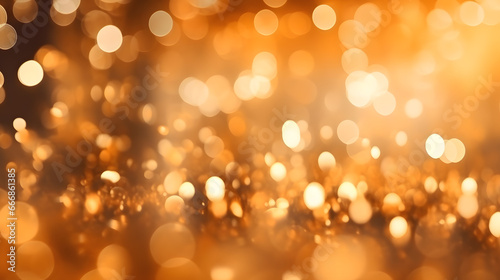 Golden glitter vintage lights background. Elegant abstract background with bokeh defocused lights