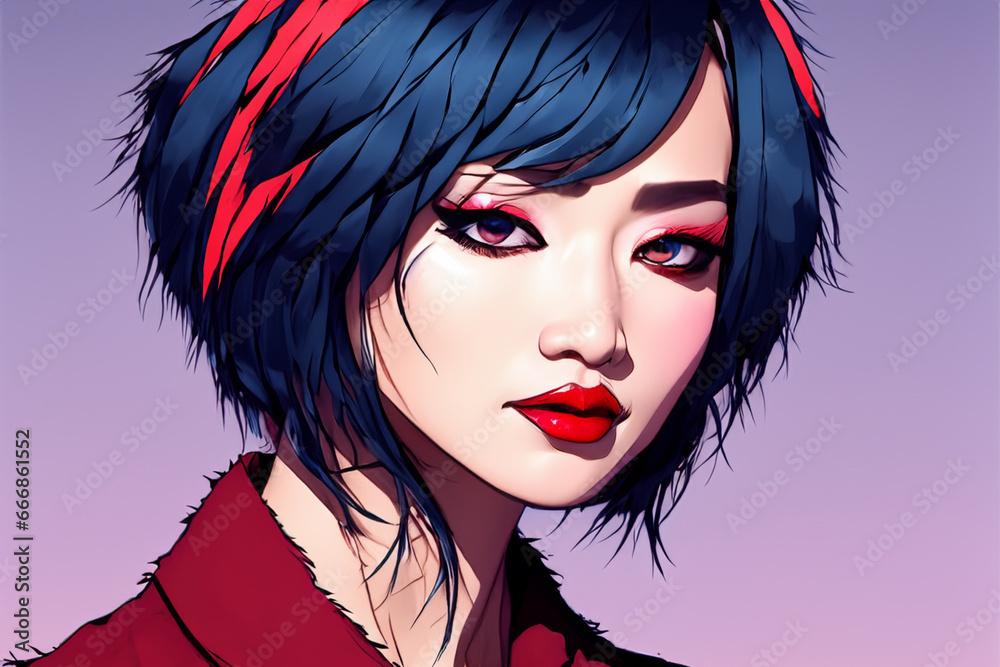 Illustration of young winter woman in snow for social network design. Web header winter female face for social media, avatar. Closeup winter woman in snow face. Teen, teenager anime drawing portrait. Illustration of young winter woman in snow for social network design. Web header winter female face for social media, avatar. Closeup winter woman in snow face. Teen, teenager anime drawing portrait.