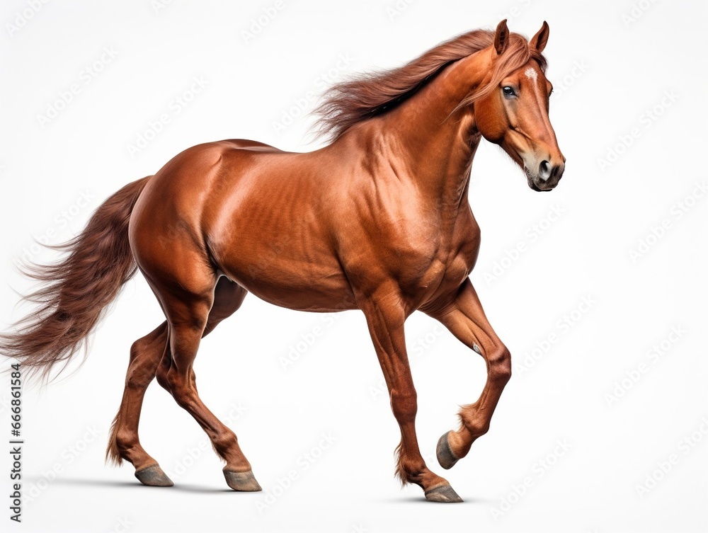 A red horse in contour light is trotting freely. : Generative AI A red horse in contour light is trotting freely. : Generative AI