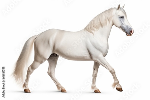 white andalusian horse stallion isolated on white background : Generative AI © Generative AI