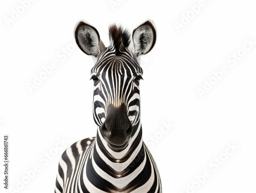 Beautiful zebra isolated over white background. Concept of animal  travel  zoo  wildlife protection  lifestyle   Generative AI