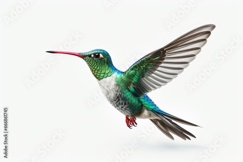 Broad Billed Hummingbird on a pure white background. Using different backgrounds the bird becomes more interesting and can easily be isolated for a project. These birds are native to M : Generative AI