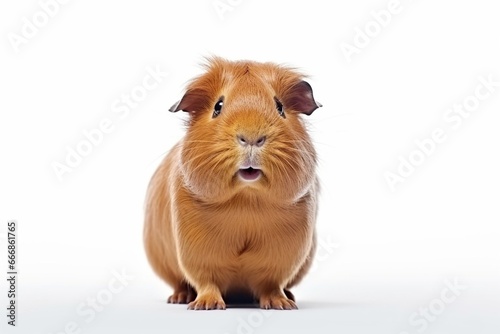 funny guinea pig smiling on white background : Generative AI