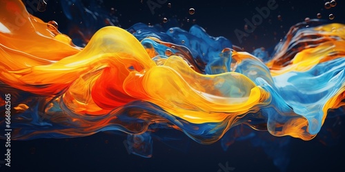 Beautiful abstraction of liquid paints in slow blending flow mixing together gently : Generative AI