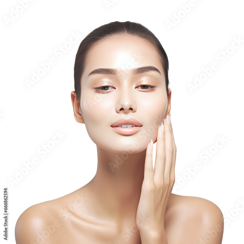 woman, cool face, showup body, ultra realistic, look at viewer, light makeup on transparent background photo