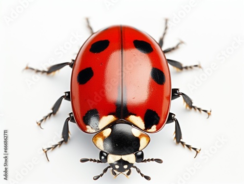 ladybird (ladybug), Coccinella septempunctata (Coleoptera: Coccinellidae). Adult. Isolated on a white background : Generative AI © Generative AI
