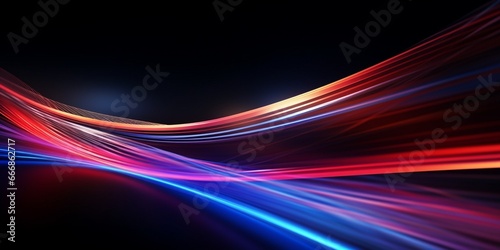 Abstract technology banner design. Digital neon lines on black background. : Generative AI