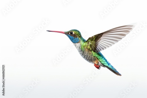 Broad Billed Hummingbird on a pure white background. Using different backgrounds the bird becomes more interesting and can easily be isolated for a project. These birds are native to M   Generative AI