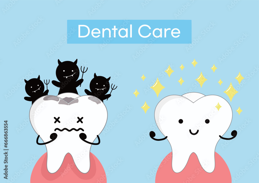 Dental Care - Good and Bad tooth