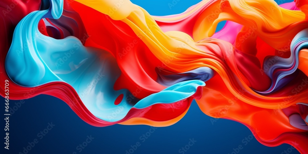 Obraz premium Close-up shot of thick paint of various bright colors flowing down and mixing together : Generative AI