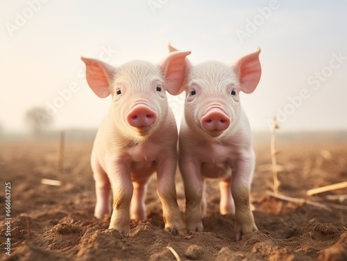 Three little piglets in nature : Generative AI © Generative AI