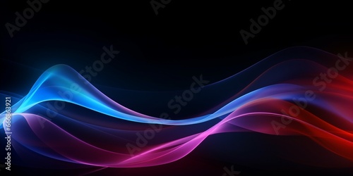 Abstract technology banner design. Digital neon lines on black background. : Generative AI