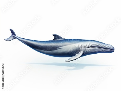 Blue whale. White isolate.   Generative AI