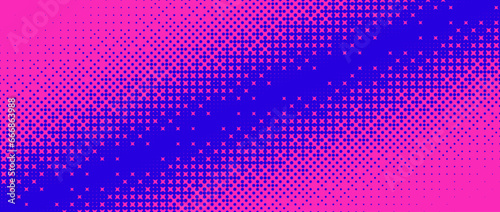 Pixelated corner gradient texture. Blue and pink dither diagonal pattern background. Abstract glitchy pattern. Glitch video game screen wallpaper. Pixel art retro illustration. Vector bitmap backdrop