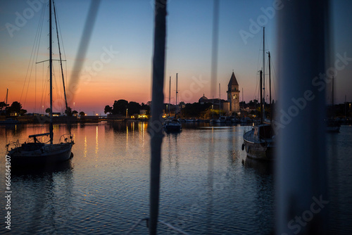 Canvastavla Panoramic view from a sailboat of Osor town skyline between Island of Cres and M