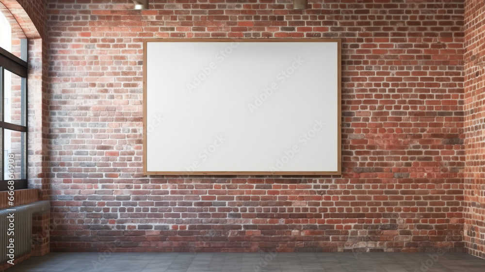Mockup empty,close up of blank poster ratio 36x24 horizonal orientation on the brick wall Mockup empty,close up of blank poster ratio 36x24 horizonal orientation on the brick wall