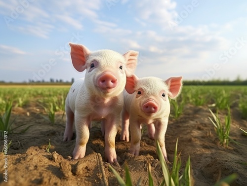 Three little piglets in nature : Generative AI © Generative AI