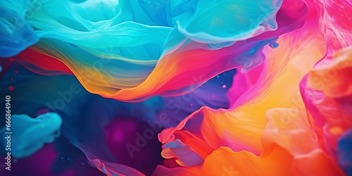 Close-up shot of thick paint of various bright colors flowing down and mixing together : Generative AI