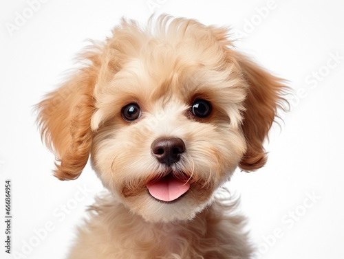 Cute puppy of Maltipoo dog posing isolated over white background : Generative AI © Generative AI