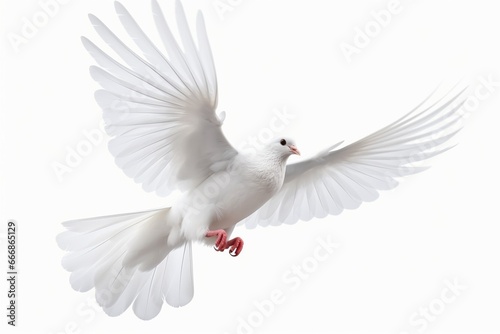 White Dove freedom Wings of Liberty sides are flying isolated on white background. This has clipping path.   Generative AI