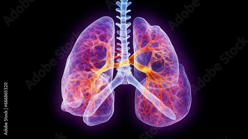 A male lung cancer biopsy respiratory system in x-ray.