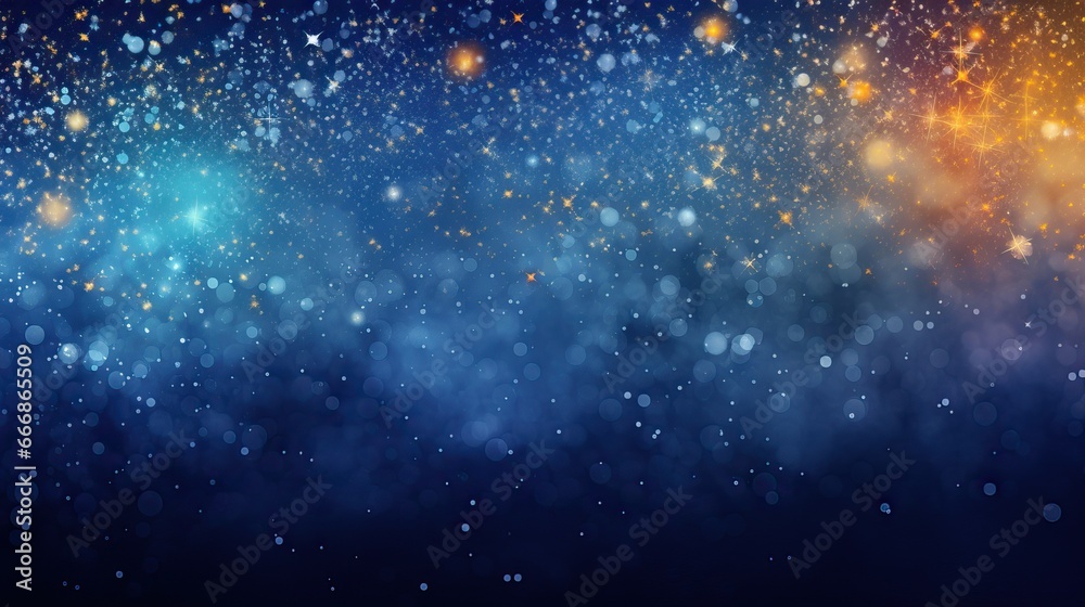 Fototapeta premium Christmas light background. Holiday glowing backdrop. Defocused Background With Blinking Stars. Blurred Bokeh.