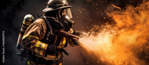 Active firefighter with fire suppressant © AkuAku
