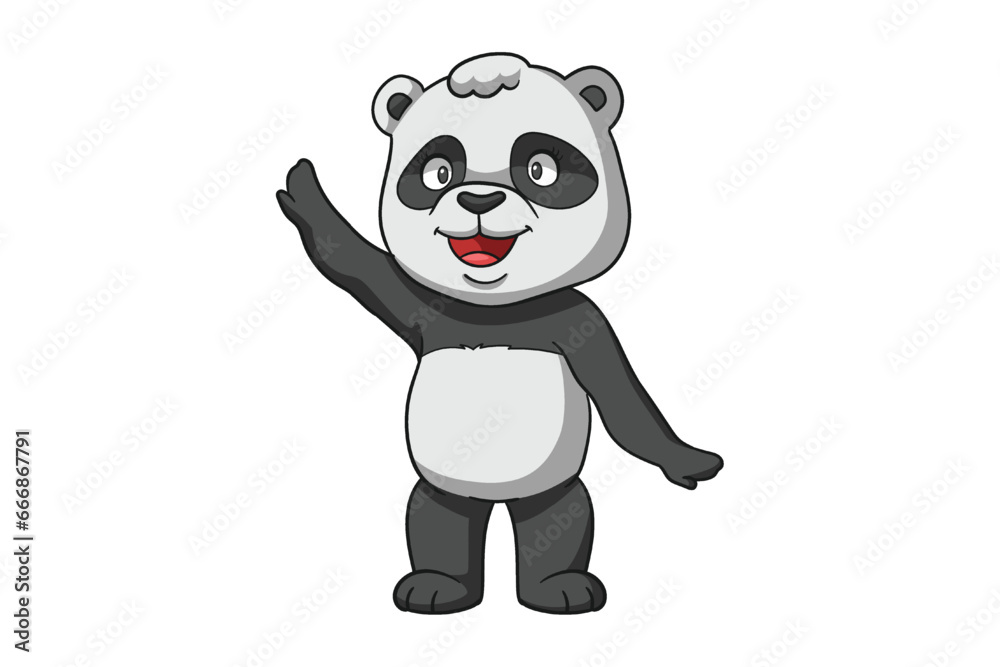 Naklejka premium Cute Panda Cartoon Character Design