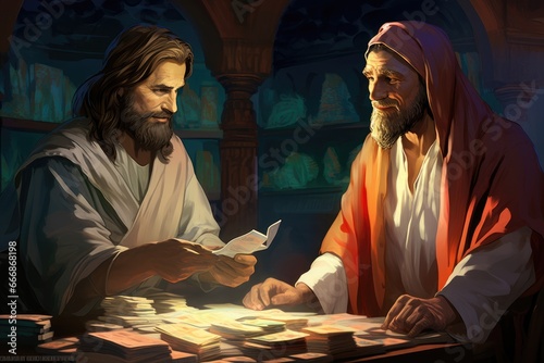 Fototapeta Jesus and the tax collector