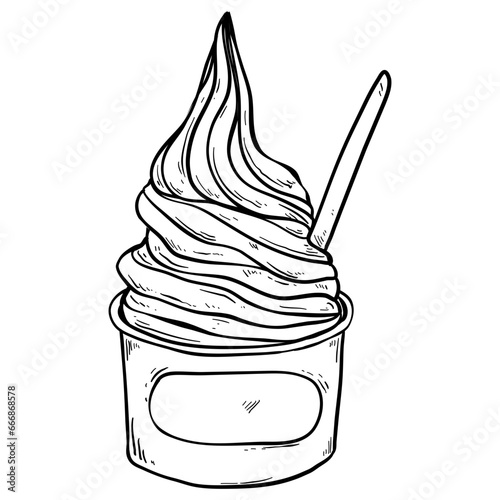 ice cream restaurant object hand drawn