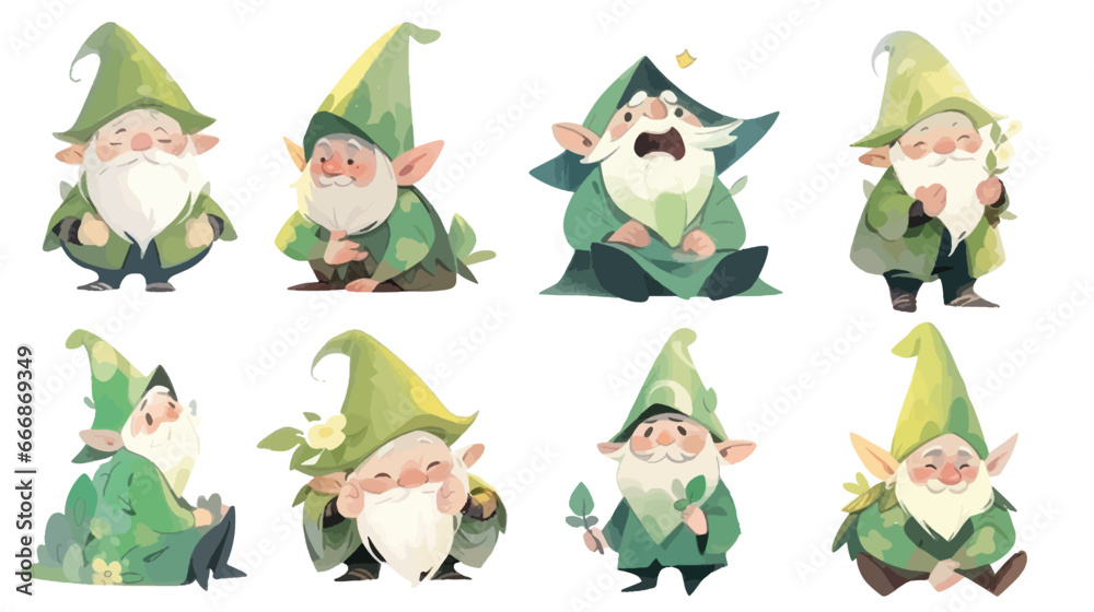 Set of cute green gnome Set of cute green gnome