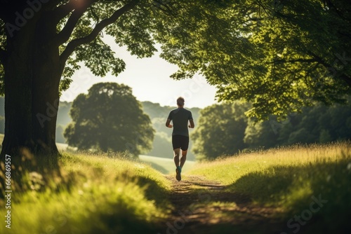 Man jogging in nature, endurance run