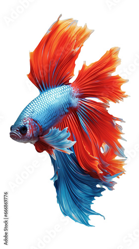 siamese fighting fish on isolation on transparent background.