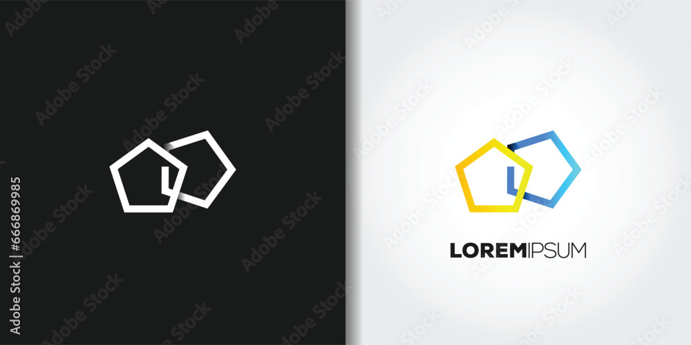 two polygon logo - obrazy, fototapety, plakaty 