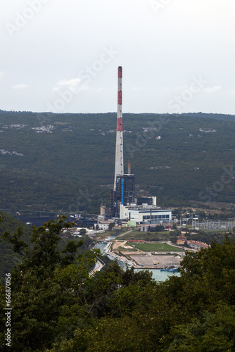 Plomin, Krsan, Croatia - September 18,2023: The Thermal power plant Plomin and ist surroundimgs

 photo