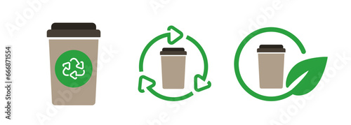 cup glass paper cardboard leaves environmental friendly leaf symbol label green eco beverage