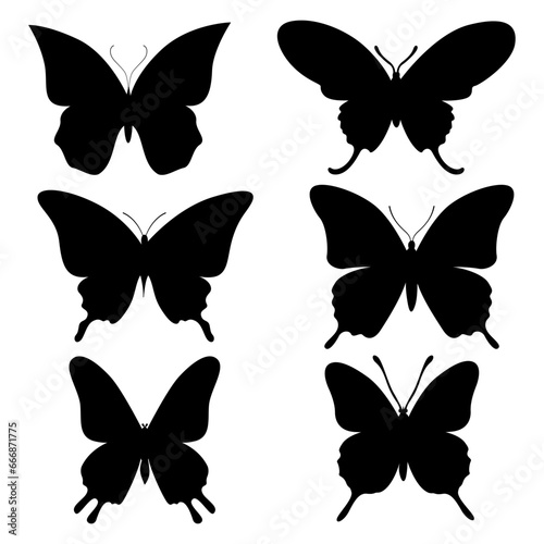 Butterfly silhouette set vector illutration © Simple line art
